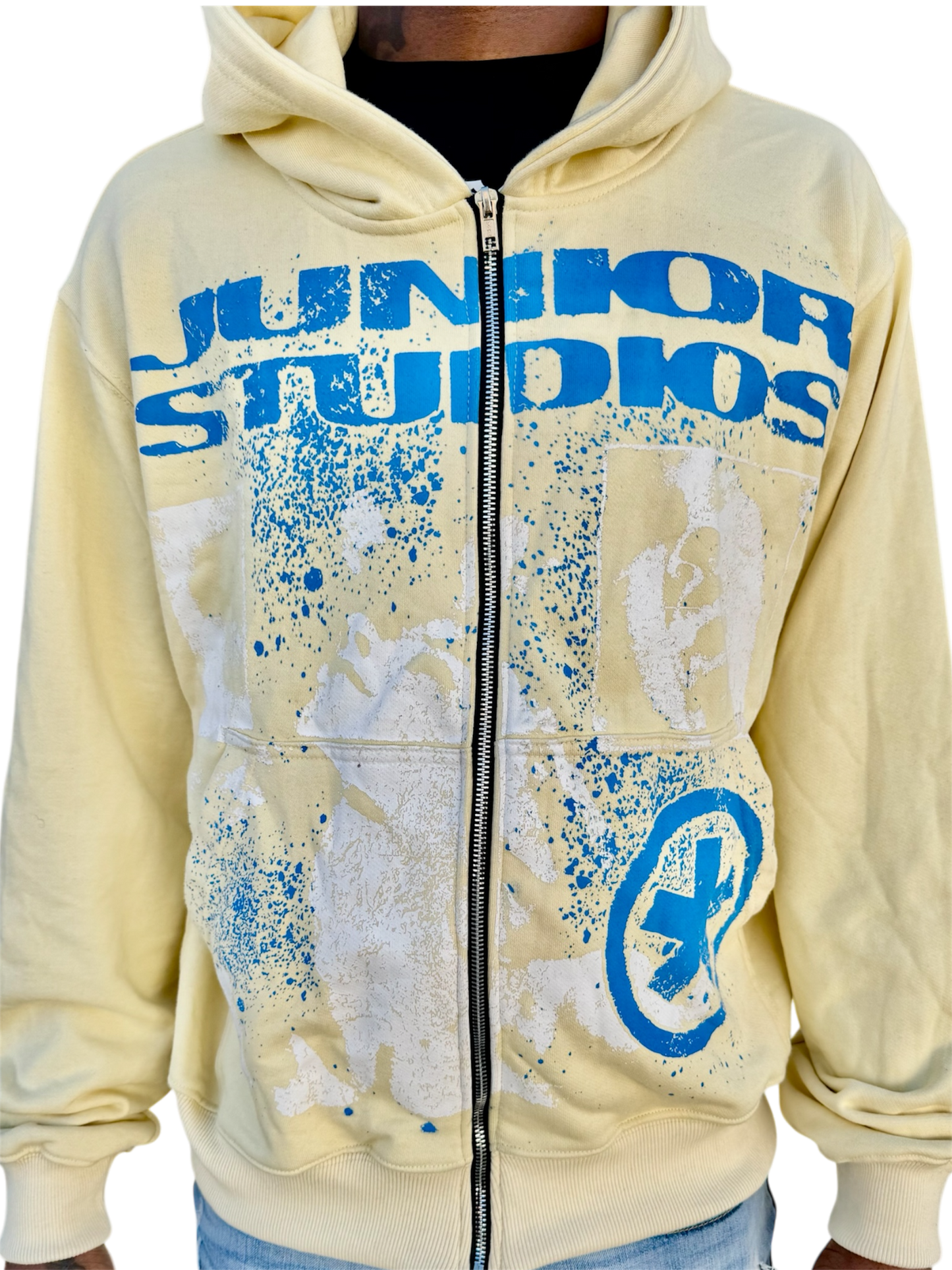 Cream and Blue Scream Hoodie